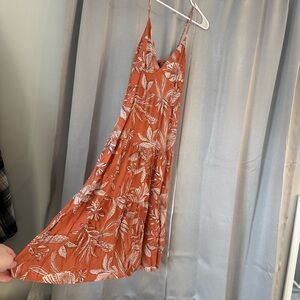 Floral Orange Spaghetti Strap Dress